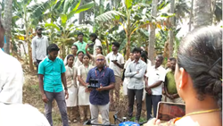 Amrita Students Interact With Local Farmers While Demonstrating Live Drone Spraying Technology In Coimbatore