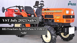 VST Tillers & Tractor Sales Show Mixed Performance in July 2023; Power Tiller Sales Soar, Tractor Sales Dip